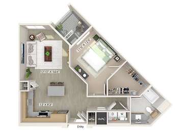 Floor Plan  One bedroom floor plan image at The Wylden in Los Angeles CA