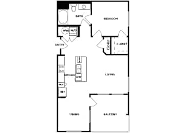 Floor Plan  One bedroom one bathroom floor plan image at Norte Town Lake Apartments in Tempe Arizona
