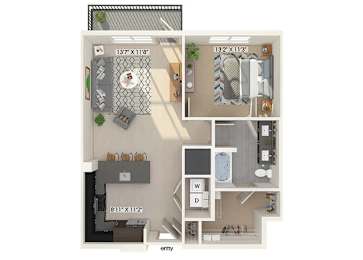 Floor Plan  One bedroom floor plan image at East Bend Apartments in Houston TX