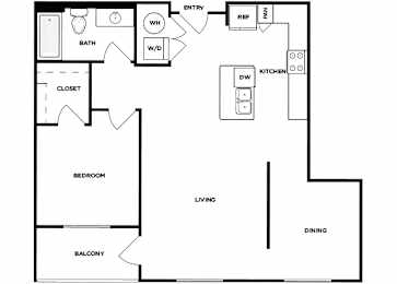 Floor Plan  One bedroom one bathroom floor plan image at Norte Town Lake Apartments in Tempe Arizona
