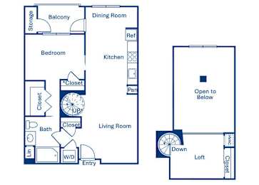 Floor Plan  One bedroom floor plan at Main and Jamboree Apartments in Irvine CA