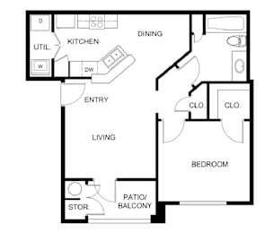 Floor Plan  A black and white image of a floor plan for a home.