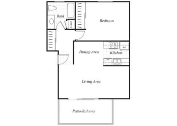 Floor Plan  one bedroom floor plan at Wyndover apartments