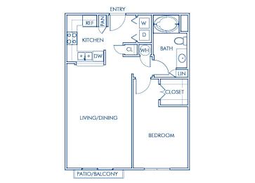 Floor Plan  One bedroom floor plan at Sierra at Otay Ranch Apartments in Chula Vista CA
