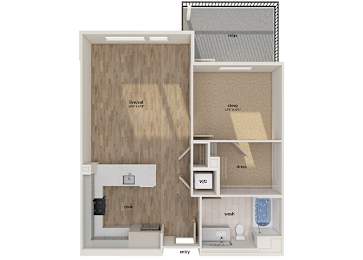 Floor Plan  One bedroom floor plan image at Altitude Apartments