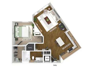 Floor Plan  One bedroom floor plan at The Edley in Atlanta GA