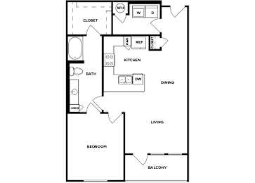 Floor Plan  One bedroom one bathroom floor plan image at Norte Town Lake Apartments in Tempe Arizona