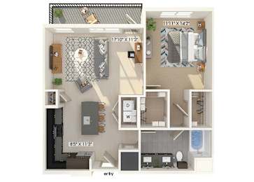 Floor Plan  One bedroom floor plan image at East Bend Apartments in Houston TX