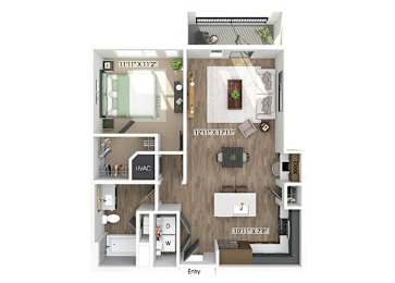 Floor Plan  One bedroom floor plan at The Edley in Atlanta GA