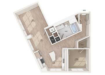 Floor Plan  One bedroom floor plan image at Vero Apartments in Chelsea MA