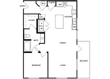 Floor Plan  One bedroom one bathroom floor plan image at Norte Town Lake Apartments in Tempe Arizona