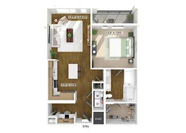 Floor Plan  One bedroom floor plan at The Edley in Atlanta GA