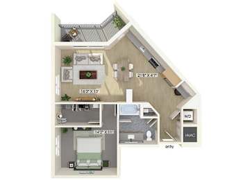 Floor Plan  One bedroom floor plan at Treo Apartments in Fort Lauderdale FL