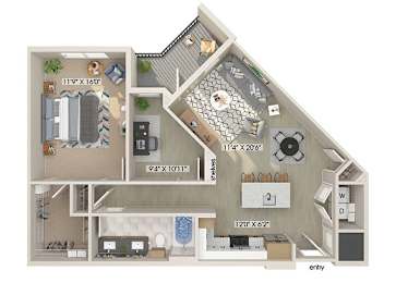 Floor Plan  One bedroom floor plan image at East Bend Apartments in Houston TX