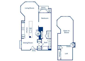 Floor Plan  One bedroom floor plan at Main and Jamboree Apartments in Irvine CA