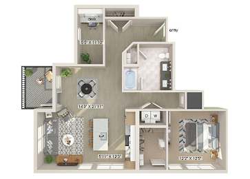 Floor Plan  One bedroom floor plan image at East Bend Apartments in Houston TX