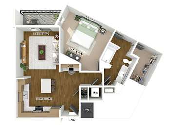Floor Plan  One bedroom floor plan at The Edley in Atlanta GA