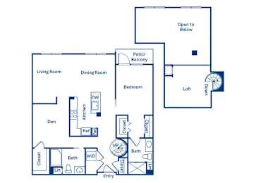 Floor Plan  One bedroom floor plan at Main and Jamboree Apartments in Irvine CA