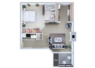 Floor Plan  One bedroom floor plan at Rock Peak on Sunset Apartments in Longmont CO