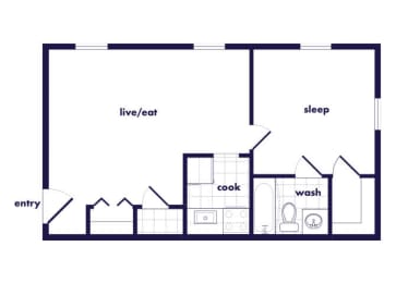 Floor Plan  One Bedroom one bathroom floor plan at Villages at Marley Station in Glen Burnie MD