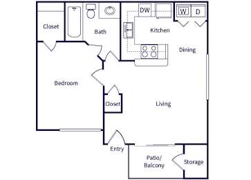 Floor Plan  One bedroom floor plan at Marquessa Villas Apartments and Townhomes in Corona CA