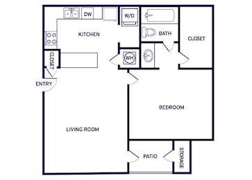 Floor Plan  One bedroom floor plan at Landmark at Wynton Pointe Apartment Homes in Nashville TN