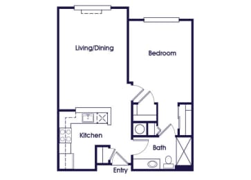 Floor Plan  One bedroom one bathroom floor plan image at Woods at Victoria Park