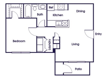 Floor Plan  One bedroom one bathroom floor plan image at Riverwoods in Woodbridge VA