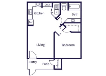 Floor Plan  one bedroom floor plan at fountains at tidwell