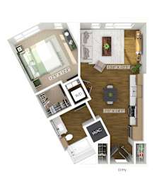 Floor Plan  One bedroom floor plan at The Edley in Atlanta GA