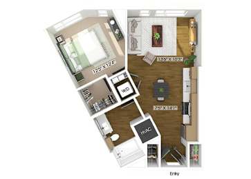 Floor Plan  One bedroom floor plan at The Edley in Atlanta GA