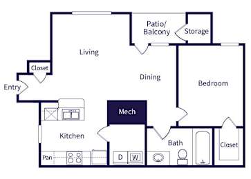 Floor Plan  One bedroom floor plan image at Parkfield Apartment Homes in Denver CO