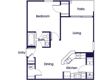 Floor Plan  One bedroom one bathroom floor plan image at Weston Circle