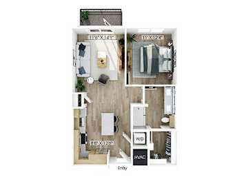 Floor Plan  One bedroom floor plan at Merrick on Midway Apartments in Farmers Branch TX