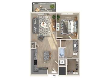 Floor Plan  A1 One Bedroom Floorplan Image at Verge Apartments in Atlanta GA