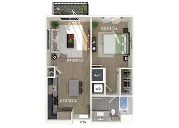 Floor Plan  One bedroom floor plan at Station 316 in Woburn MA