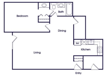 Floor Plan  One bedroom Floorplan Image at The Pine Apartments in Lakewood CO