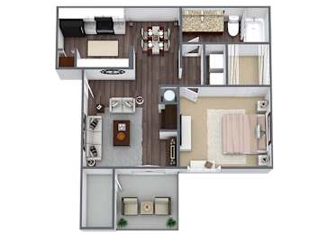 Floor Plan  One bedroom floor plan image at Priest Lake in Nashville TN