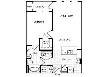 Floor Plan  One bedroom one bathroom floor plan at Westchester at the Pavilions in Waldorf MD