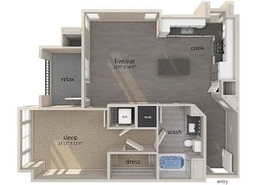 Floor Plan  A1 Floorplan Image at The Seaton Apartment in San Diego CA