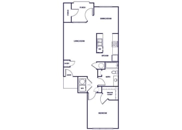 Floor Plan  One bedroom floor plan at Grand Oaks Apartments in Chester VA