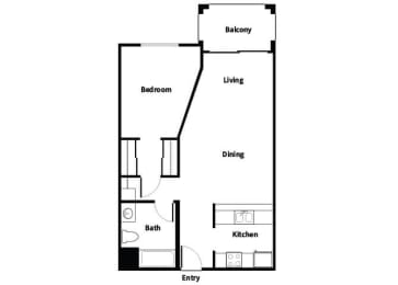 Floor Plan  A1 One Bedroom floor plan at Harvard Yard and Glenmary in Los Angeles, CA