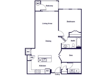 Floor Plan  One bedroom with Den floor plan at Riverwoods at Lake Ridge in Woodbridge VA