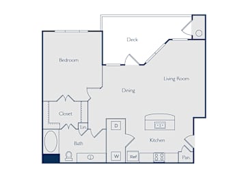 Floor Plan  One bedroom one bathroom floorplan image at Callista Hill Country Apartments in Austin TX