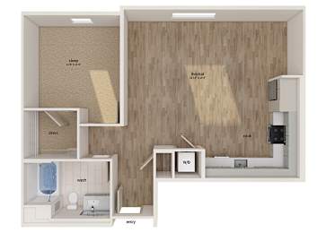 Floor Plan  One bedroom floor plan image at Altitude Apartments