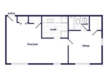 Floor Plan  One Bedroom one bathroom floor plan at Villages at Marley Station in Glen Burnie MD