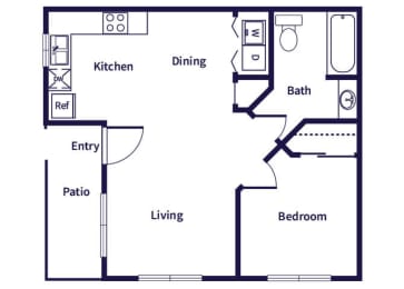 Floor Plan  one bedroom floor plan at Dayton Park Apartments in Dayton TX