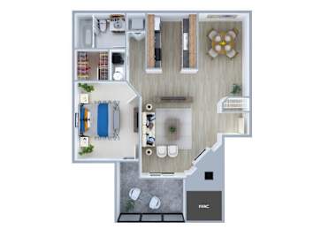 Floor Plan  One bedroom floor plan at Rock Peak on Sunset Apartments in Longmont CO