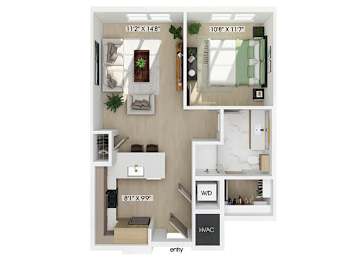 Floor Plan  One bedroom floor plan at 333 Ellington in Gaithersburg MD
