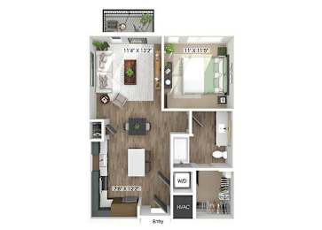 Floor Plan  One bedroom floor plan at The Edley in Atlanta GA